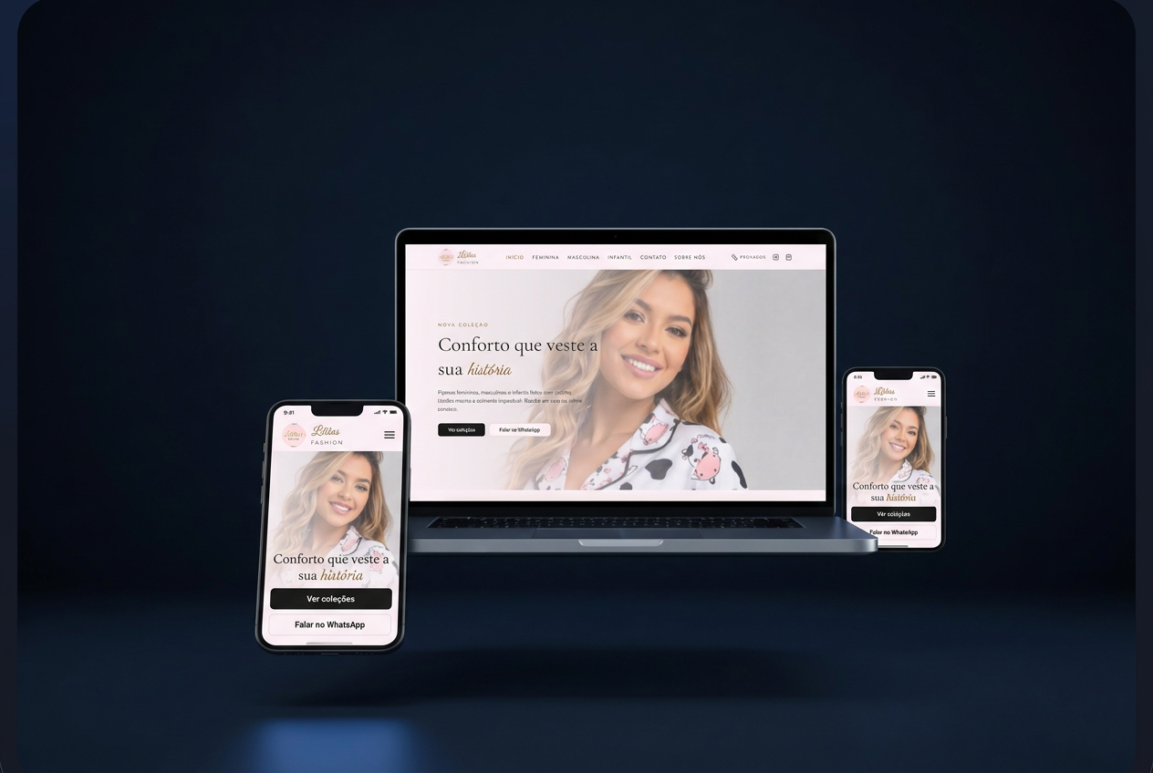 E-commerce Lilikas Fashion em desktop e mobile